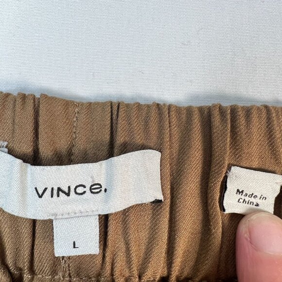 Vince Darted Pull-on Pants In Dark Hazel Tan Brown Viscose Straight Leg Large - Picture 7 of 13